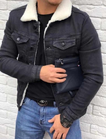 Leather padded jacket