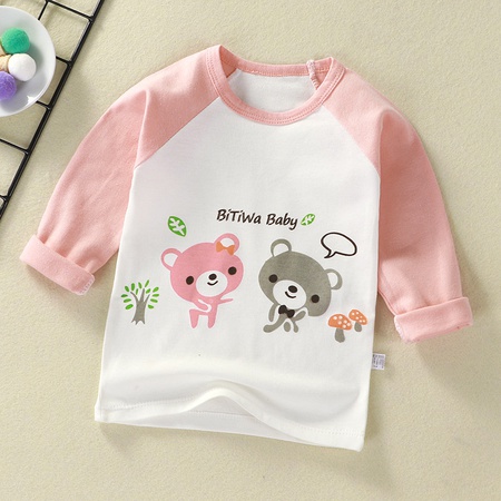 Children's bottoming shirt pure cotton t shirt spring and autumn new baby cartoon top boys and girls single baby long sleeves