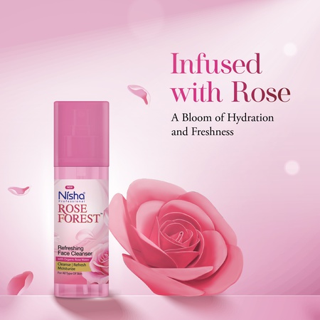 Nisha Professional Refreshing Face Cleanser With Organic Rose Water 120ml | Gulab Jal Cleansing Water For All Skin Types | For Women & Men