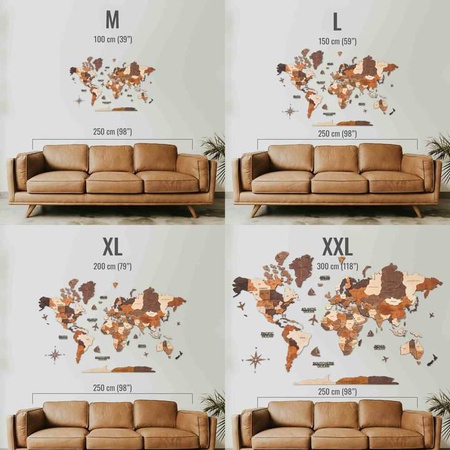 3D объемная деревянная карта мира COLORFUL