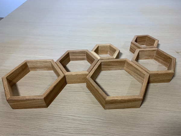 蜂窝状搁板实心橡木 6 件