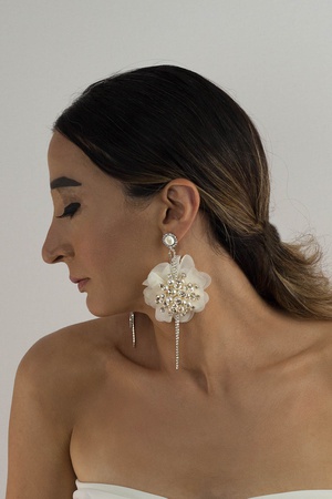 Набор застежек для серег Bijusel Pearl Flower, белый