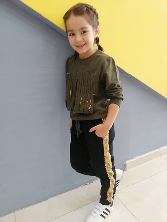 3-14 yaş kesik çizgili pullu kız takım