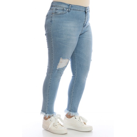 Büyük Beden Paça Püsküllü Kot Pantolon