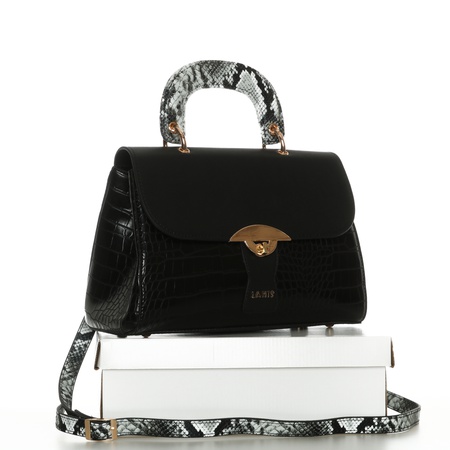 Lamis brand hand and shoulder handbag / imitation leather