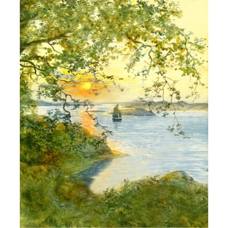 Sunset. Watercolor / 2 stripes