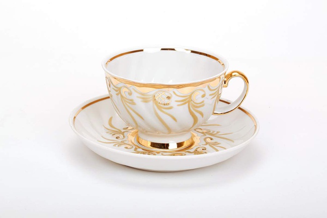 Сервиз чайный 15 предм. Голубая роза Золотистый