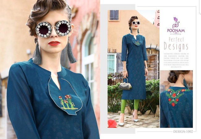 Ladies Kurtis - Cotton Silk with Machine Embroidery