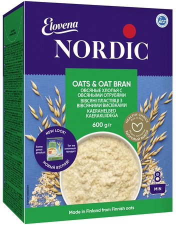 Хлопья Нордик овсяные хлопья с овсян. отрубями 600 гр