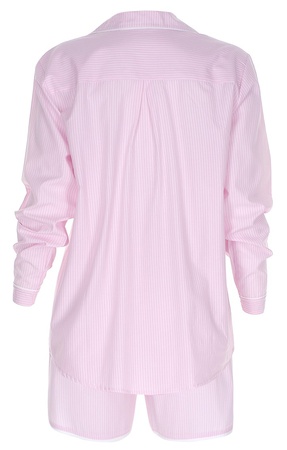 LİNEN- UZUN KOLLU ÜST - ŞORT PİJAMA TAKIM -PEMBE