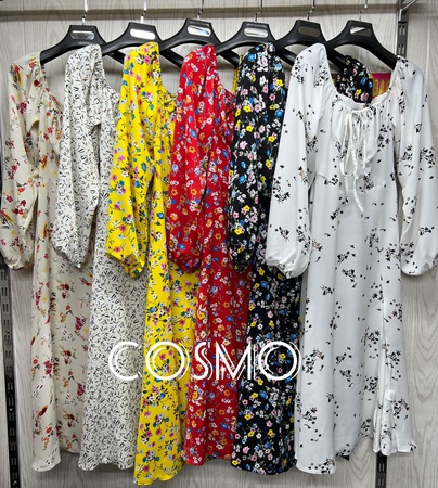 Zarif elbise (güncel çiçek baskılar)