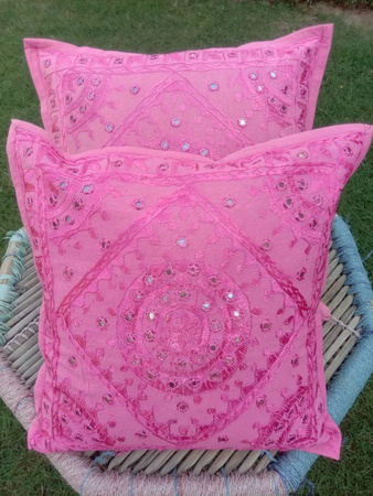 Индийское декоративное зеркало ручной работы розовый наволочка 16x16 дюймов набор из 2