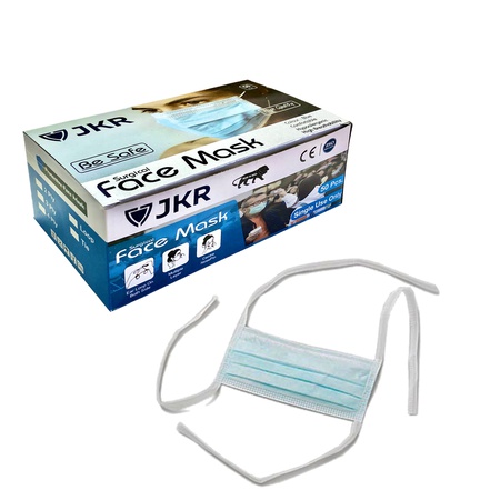 3-х слойная хирургическая одноразовая маска для лица (завязанная)