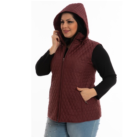 Büyük Beden Kapşonlu Kapitone Yelek