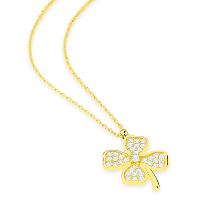 Even & Pétra 14 Ayar Altın Taşlı 4 Yapraklı Yonca Şans Kolye