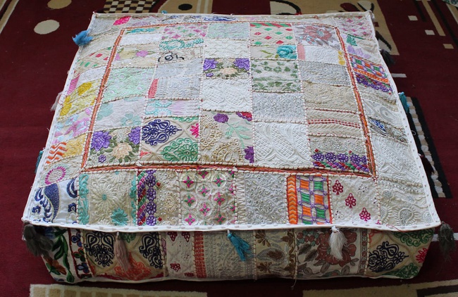 Bohemian floor cushions - decorative cushion cover, sari patchwork cushion cover only cover, floor pillow Indian cushion hippie Art