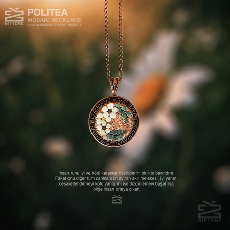 Giftome El Yapımı Doğal Taş Mozaik Kolye