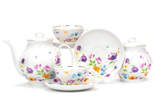 Сервиз чайный - Акварелька(Белый лебедь, 14 пред.)