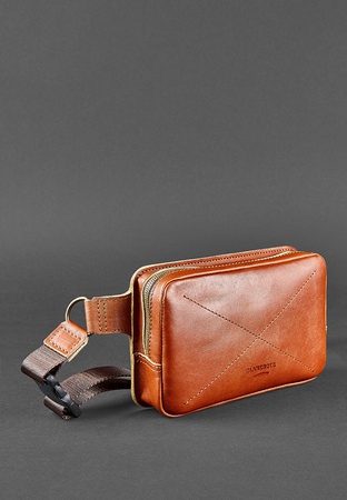 Кожаная поясная сумка Dropbag Mini светло-коричневая