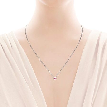 КОЛЬЕ ИЗ БЕЛОГО ЗОЛОТА С РУБИНОМ