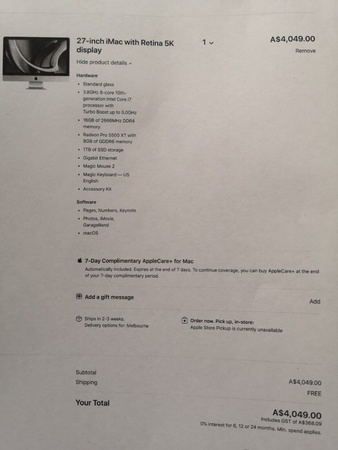 Apple iMac 27 дюймов, 5K, 2020 г., BNIB (16 ГБ ОЗУ, 1 ТБ SSD, Intel i7 3,8 ГГц, 8 ГБ AMD 5500XT