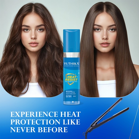 Yuthika Professional Heat Protection Spray 150ml With Pro-Vitamin B5 & Fiber | Heat Protection up to 230°C | Extra Shine Hair Spray Mist For Women & Men | Ideal For Styling, Curling & Straightening