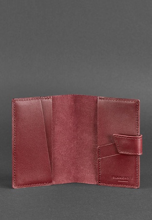 女士皮革护照夹4.0酒红色