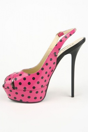 Туфли фуксия в черный горох fs171