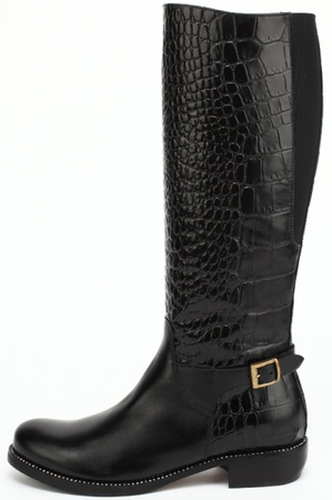 黑色鳄鱼皮靴S091
