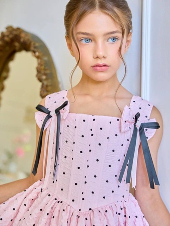 Платье коктейльное в горошек с корсетным лифом и юбкой-бочонок