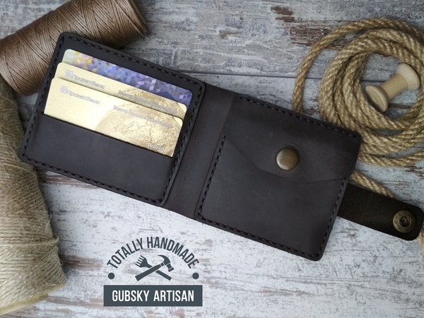 Кошелек мужской портмоне c монетницей "Boss slim" 100% handmade