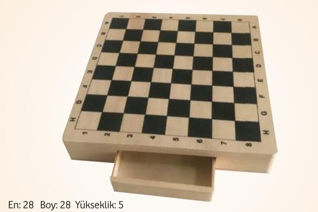 Çekmeceli Ahşap Satranç Takımı