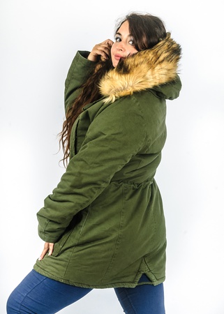 Парка джинсовая на овчине с мехом