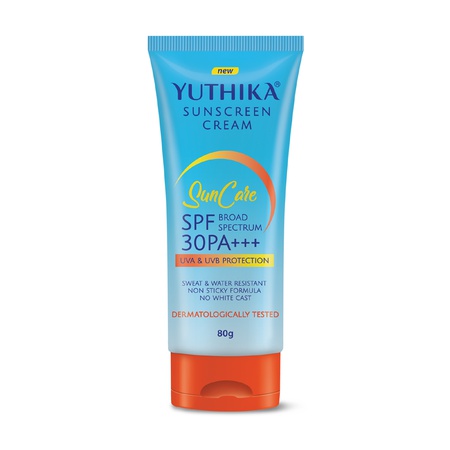 Yuthika Sunscreen Lotion SPF 30 PA+++ 80g High Protection, Non-Greasy Formula, UVA & UVB Protection
