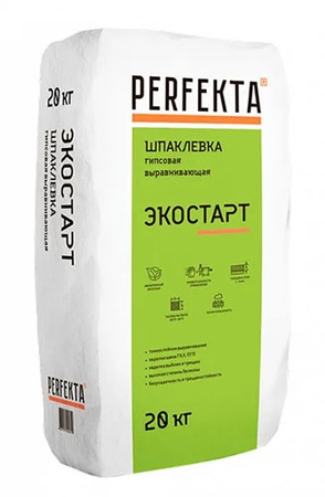 Шпаклевка гипсовая выравнивающая Экостарт, Perfekta, 20 кг