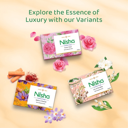 Nisha Soaps for Bath 100g Saffron & Sandal, Enriched with Natural Ingredients, Grade 1 Soaps, Ideal for All Skin Types