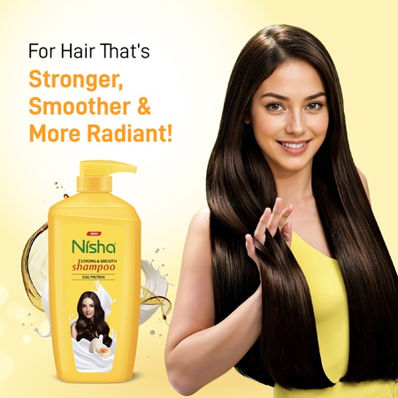 Nisha Egg Protein Shampoo for Women & Men 650 ml For Strong, Smooth & Shiny Hair, Frizz Control, Deep Nourishment