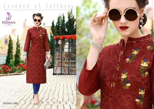 Ladies Kurtis - Cotton Silk with Machine Embroidery