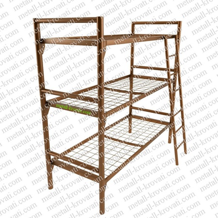 Кровать металлическая трехъярусная с лестницей ‘КТ-7’