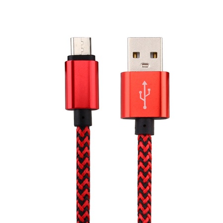 Кабель USB-microUSB плетеный, с алюминиевым штекером