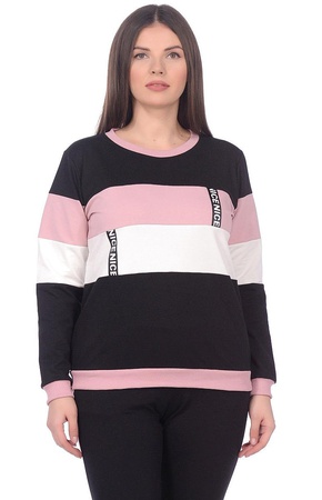 Костюм чёрный с розовыми вставками (футер) М-0162Р