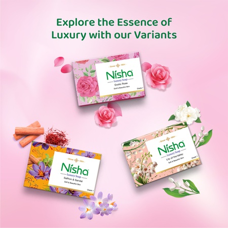 Nisha Soaps for Bath 100g - Exotic Rose, Enriched with Natural Ingredients, Cleansed, Smooth, Soft & Glowing Skin