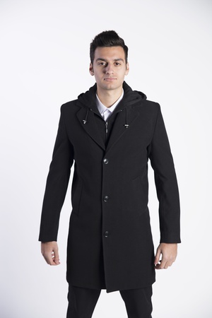 Çıkma Kapşonlu Ceket Yaka Kaşe Kısa Palto