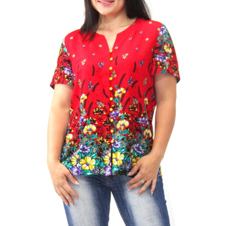 İnci düğmeli yazlık bluz