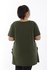 Футболка большого размера с V-образным вырезом с прорезями - хаки (1)