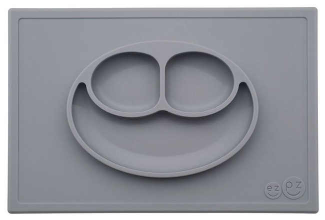 Силиконовая тарелка ezpz Happy Mat Grey