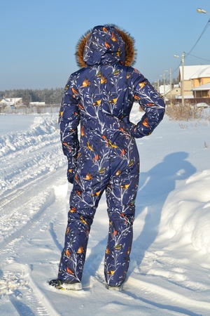 ЗИМНИЙ КОМБИНЕЗОН "ПТИЦЫ НА ВЕТВЯХ СИНИЙ"