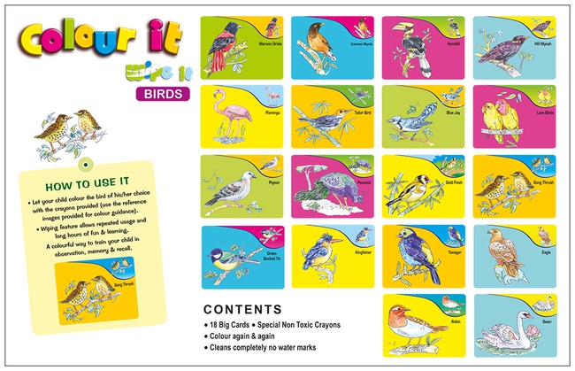 Птицы-Многоразовая раскраска