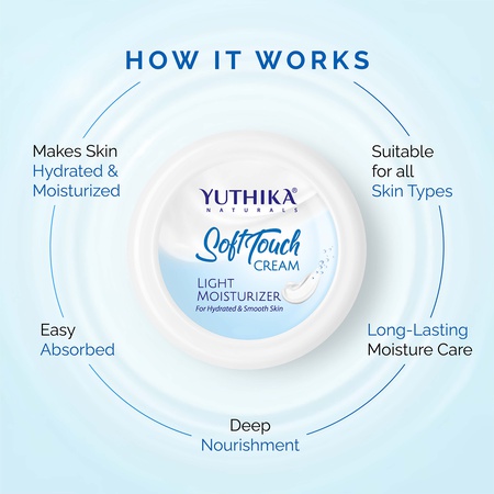 Yuthika Light Moisturizer Cream | Non-Sticky & Deep Nourishment | For Face, Hand & Body | Glycerin, Shea Butter & Vitamin E (500g)