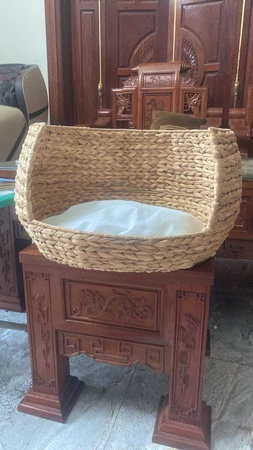 Hasır Rattan Evcil Hayvan Yatağı, Dokuma Kedi Yatağı, El Yapımı Evcil Hayvan Evi Ev, Köpek Yatağı